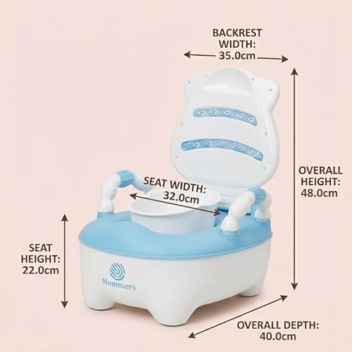 Image of Mommers Baby Potty Training Chair with Removable Potty Bowl & Backrest - Comfortable Toddler Potty Chair with Removable Bowl Easy-to-Clean Tray for Boys and Girls