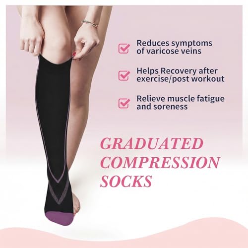 Image of Sooverki Compression Socks for Women & Men 6 Pairs is Best Supportive Knee High Stockings for Circulation, Travel, Nurses