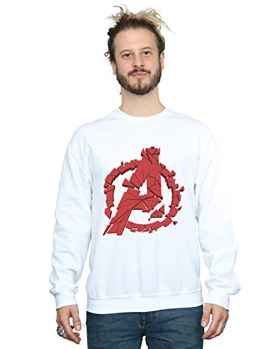 Marvel Men's Avengers Endgame Shattered Logo Sweatshirt White Medium