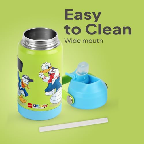 Image of CELLO Kidzbee Gen Alpha Insulated Stainless Steel Kids Water Bottle 370 ml | 3D Donald Duck Touch & Feel Design Leakproof Lightweight Easy to Carry Hot and Cold Flask Kids Water Bottle for School