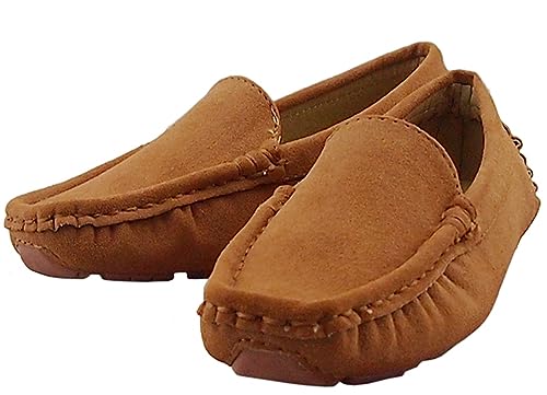 Dadawen Toddler Little Kid Boys Girls Soft Suede Leather Slip On Penny Loafer Dress Shoes Moccasin Flat Boat Shoes Wedding Church Oxford Brown Us Size 3 M Little Kid thumb #3