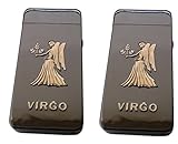 Electric Lighters Zodiac 2 Pack - Dual Arc Electronic Plasma Lighter - Tesla Coil USB Rechargeable Cigarette Lighter 4 Designs (Virgo)