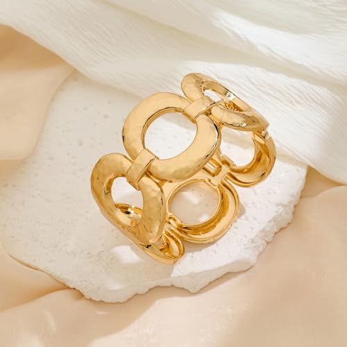 Chunky Gold Bangles Bracelet for Women Trendy Statement Bracelet Dainty Charm Gold Jewelry4