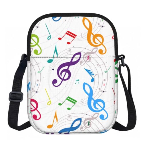 DOPKLNA Color de la música, Bolsos cruzados con cremallera, bolsos de hombro informales para mujeres y hombres.