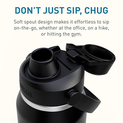 Image of CamelBak Thrive Chug Insulated Stainless Steel Water Bottle, Cold Retention with High Flow Lid for Everyday Hydration and Active Use, 32oz, Black