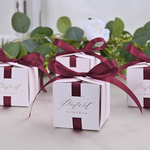 Image of Double Face Wine Red Satin Ribbon 1 /2 inch X 50 Yards Polyester Wine Red Ribbon for Gift Wrapping Very Suitable for Weddings Party Invitation Decorations and More