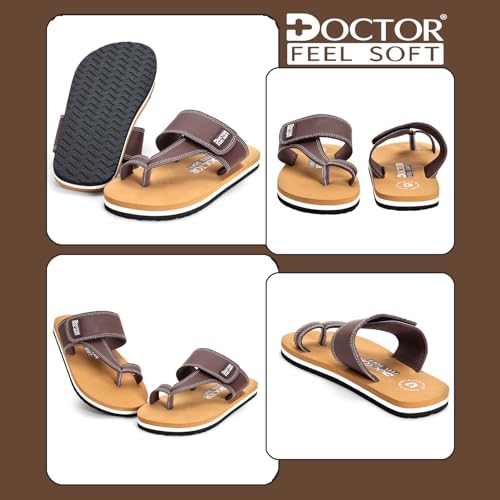 Image of Men's Comfort Slippers with Adjustable Strap | Cushioned Footbed & Shock Absorbing Sole | Lightweight Everyday Wear Slippers for Home, Office & Casual Walking