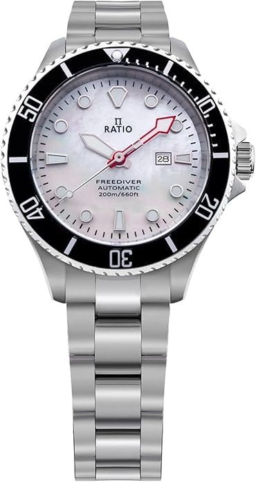 RATIO FreeDiver, orologio subacqueo da donna con cristallo di zaffiro, movimento automatico giapponese, orologio subacqueo resistente all'acqua fino a 200 m