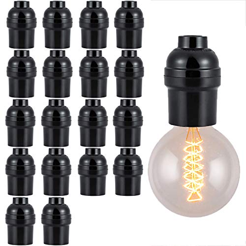 Mornajina 18Packs E27 E26 Light Socket, Lamp Holder Light Socket, Replacement Lamp Socket, Light Bulb Socket, Edison Retro Pendant Lamp Holder, Medium Screw-in Lamp Socket for Edison Bulb (#401)