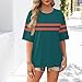 Oversized Tshirts for Women Loose fit Comfy Short Sleeve Crewneck Striped T Shirt Casual Summer Beach Vacation Clothes for Women Beach Fashion Lightweight Half Sleeve Tops Womens Fashion Clothes