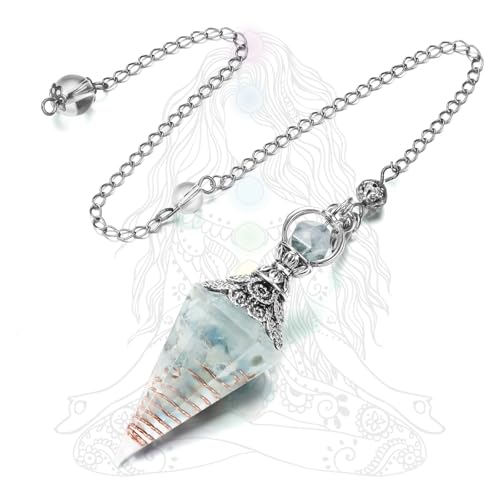 Yooyan Harz Aquamarin Pendulum Edelstein Pendel Kristall, Amethyst Pendel Anhänger, Heilsteine Natürliches Kegel Anhänger Heilender Kristall für Hexerei Zeremonie, Wahrsagen, Esoterik Geschenke