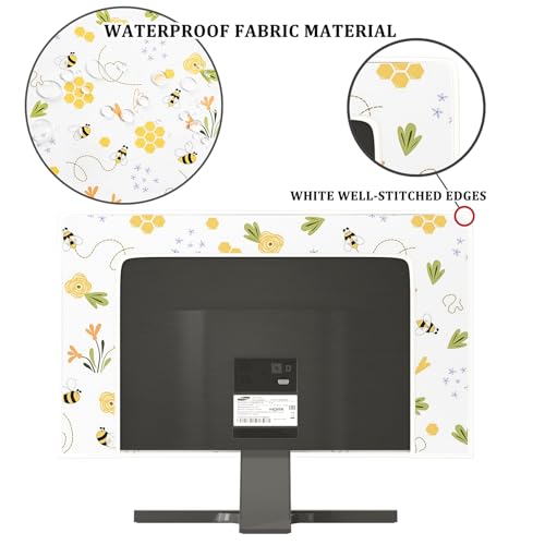 Image of Bee Waterproof Screen TV Cover 75 Inch Spring Summer Honey Flowers Botanical TV Display Screen Cover Antistatic Water Resistant Television Covers Dustproof Protective,Yellow Design