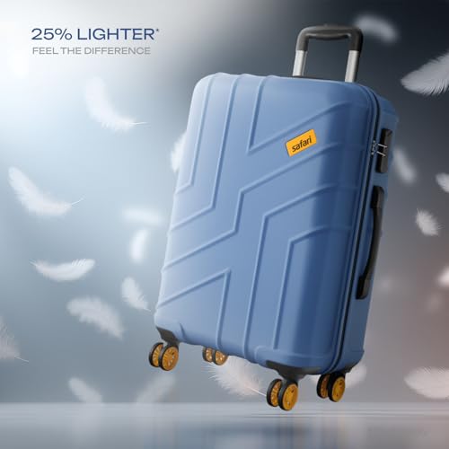 Image of Safari Stratos 8 Wheels Set of 3 Trolley Bags, Hard Case Polycarbonate, 360º Wheeling Carry on & Check-in Luggage for Men & Women, Suitcase for Travel, Trolley Bags for Travel, Steel Blue