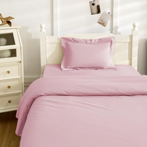 NookZuzu 3 Piece Toddler Sheet Set,Pink Basics Bed Sheet Set for Toddler,Microfiber 3-Piece Sheet Set Soft Breathable Crib Bedding Set for Kids,Includes Flat Sheet, Fitted Sheet, Pillowcase