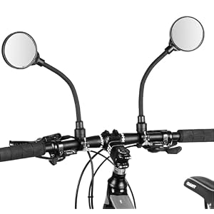 Bike Mirror, Adjustable Handlebar Rear View Mirrors For Mountain Road Bike Bicycle Electric Motorcycle (Black-2PC)