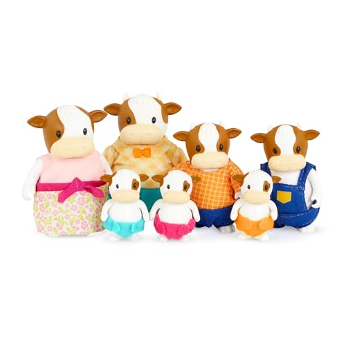 Li'l Woodzeez – The FitzMoo Cow Family – Set of 7 Collectible Posable Cow Figures – Pretend Play Doll Figures – 3+ Years – Perfect for Little Animal Lovers & Creative Play