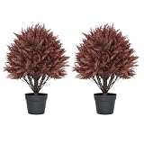 24' Fall Topiary Artificial Outdoor Plants, Faux Cedar Bushes & Shrubs