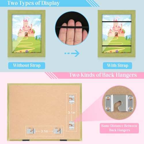 Image of [2-Pack] Kids Art Frames, 8.5x11 Front Opening Kids Artwork Frames Changeable, Soft Yellow Green Artwork Display Storage Frame for Wall, Holds 50 Pcs, for 3D Picture, Crafts, Children Drawing, Hanging