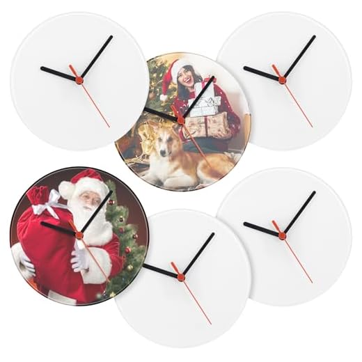 6 Pcs Glass Sublimation Blank Wall Clocks 7.9 Inch Round Printing Wall Clock DIY Decorative Battery Operated Clock for Graduation School Home Decor