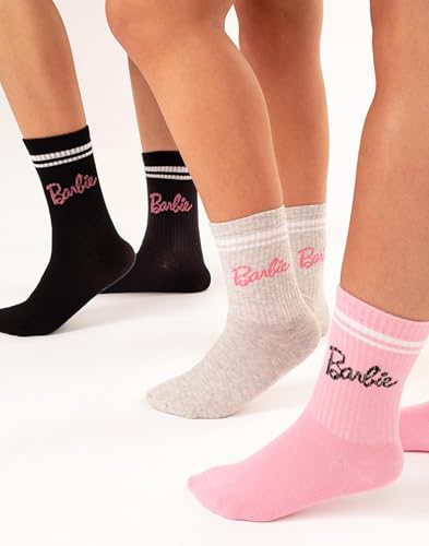 Barbie Socks 3 Pack Womens Ladies Pink Grey Black Doll Clothes 6.5 US-9.5 US2