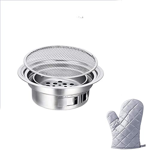 Barbacoa brasero de hierro fundido, parrilla de 35 cm con bandeja, barbacoa para picnic, jardín, terraza, camping, playa
