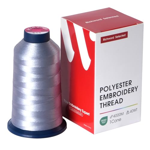 Image of Poolin Polyester Machine Embroidery Thread 4000M 40WT Medium Gray 0615 | Smooth Feeding with Stable Tension for Clean, Consistent Stitching on Home and Commercial Embroidery Machines