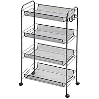 Unibos | 4-Tier Rolling Cart, Easy Assemble Mobile Storage Multipurpose Trolley On Wheels, Slide Out Utility Cart Shelving Units Kitchen Bathroom Laundry Room