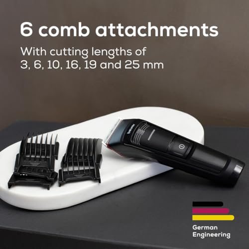 Image of Beurer MN5X Hair Clipper for Professional and Fast Hair Cutting, Stainless Steel Blades for Individual Styling, 4 Step Fine Adjustment with Battery.