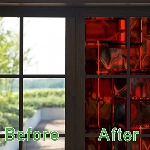 Zplantciq Privacy Window Film Red Glass Seamless Texture Stained Glass Window Stock Pictures Sliding Door Sticker Office Bathroom Summer Deco Self Removable Anti Uv Window Paper, 35.4Inch X 78.7Inch #TOP3
