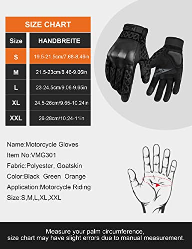 Vxw Breathable Mesh Motorcycle Gloves Touchscreen Full Finger With Kevlar Palm Pad Men Women (Black, Large) #TOP5