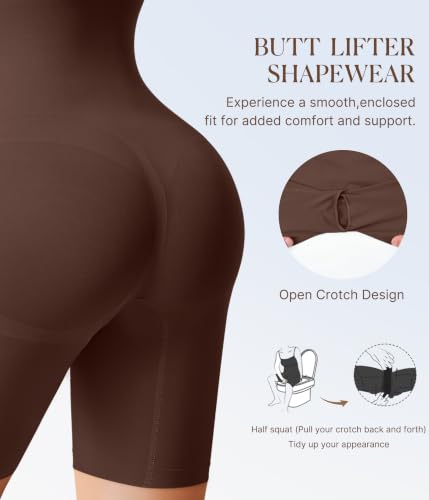 Image of BRABIC Waist Trainer Bodysuit for Women Tummy Control Shapewear Round Neck Seamless Butt Lifter Full Body Shaper
