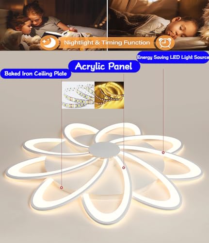 Lumière chambre à coucher et salon moderne avec plafonnier LED blanc télécommandé 8 lampes - 3