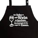 Grillk&ouml;nig Ich Liebe es mit Wein zu Kochen. Manchmal gebe ich ihn sogar ins Essen. (schwarz) Geschenk Wein Weinliebhaber