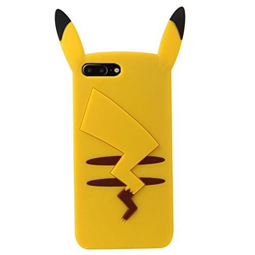 iphone 7 Plus Case,iphone 7 Plus Pikachu Gel Case,MODEFAN Cartoon Figure Soft Silicone Pikachu Yellow Gel Rubber Case Cover Skin for Apple iphone 7 Plus