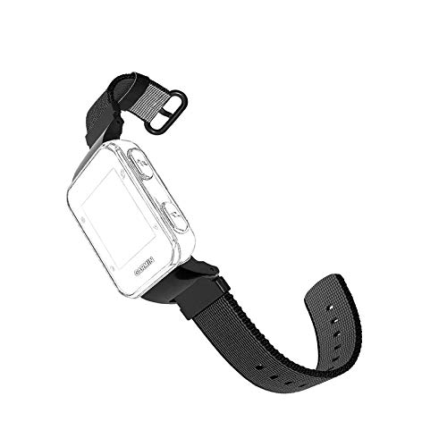 C2D JOY Classic Nylon Weave Band Compatible with Garmin Forerunner 35 Approach S10 Watch Band Replacement Accessory Smartwatch Strap with Adapters-Large(Dark Black)