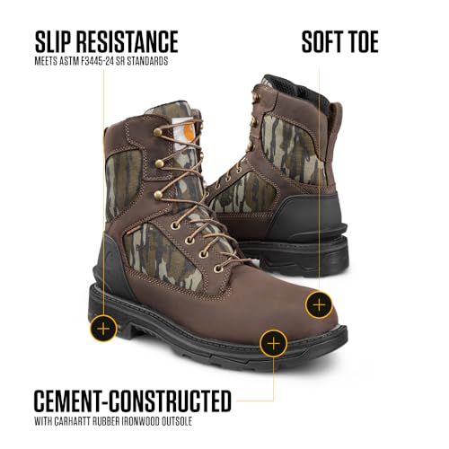 Image of Carhartt Men's Ironwood WP 8 inch Soft Toe Work Boot | 8-Inch, Reinforced Oil-Tanned Leather, Breathable Membrane, EH & Slip-Resistant Outsoles, Shock-Absorbing Midsole