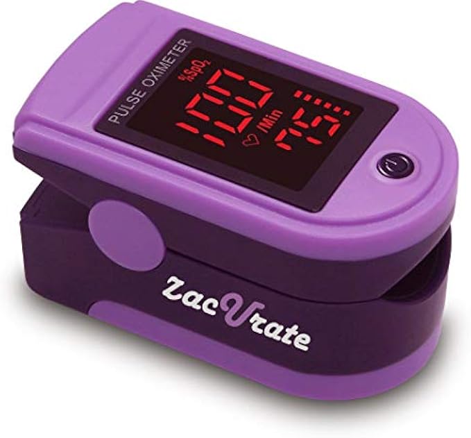 Zacurate Pro Series 500DL Fingertip Pulse Oximeter Blood Oxygen Saturation Monitor with Silicon Cover, Batteries and Lanyard (Mystic Purple)