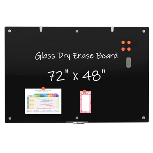 Tableau blanc verre noir 72 x 48 po magnétique sans cadre