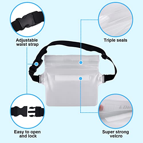 FORETOY wasserdichte Tasche 2 Stück wasserdichter Beutel mit verstellbarem Hüftgurt, wasserdichte Handyhülle wasserfeste Bauchtasche IP68 für Wassersport, Strand, Schwimmen, Boot, Fahren