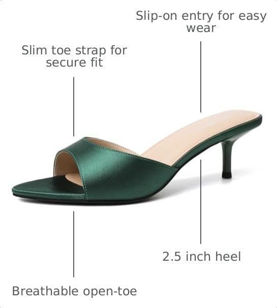  Kitten Heels for Women Pointed Toe Vintage Mules Heels Sexy Slip on Stiletto Backless Sandals for Party Wedding Daily thumbnail