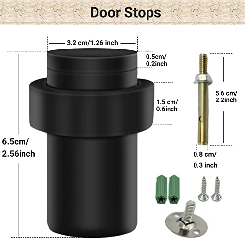 12 Pieces Door Stops Floor Mounted Door Stopper Stainless Steel Cylindrical Floor Door Stop Modern Decorative Rubber Bumper Door Holder Wall Protector Door Stops For Floor Solid Door Stoppers #TOP1