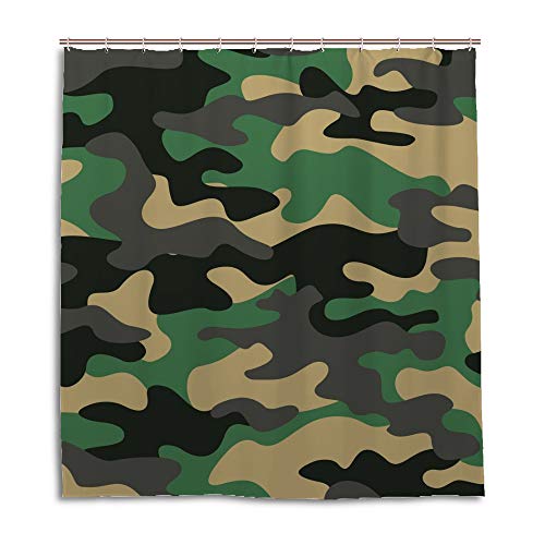 Rideau de douche lavable en machine polyester imperméable camouflage