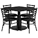 Flash Furniture Set da tavolo quadrato in laminato nero con base rotonda e 4 sedie in metallo con schienale a scala, seduta in vinile nero immagine