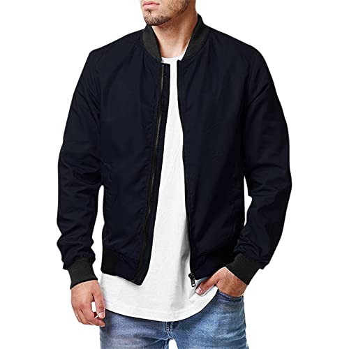 Ymosrh Zip Up Jacket, Mens Casual Hoodie Jackets Winter Clothes For Men Big And Tall Men's Coats Lightweight Flight Bomber Jacket Spring Fall Causal Softshell Windbreaker Coat Outerwear (3Xl, Navy) #TOP1