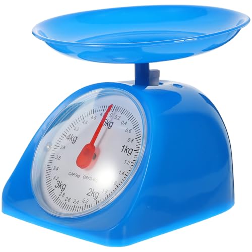 Hemoton Kitchen Weighing Scale Mechanical Kitchen Weighing Food Scale Baking Scale Multi-Function Desk Food Weight Scales Meat Scale for Cooking Baking Educational Sky-Blue 5KG Digital