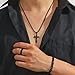 ZDIFDIC 3 Pcs Man's Stainless Steel Cross Necklace Bracelet Ring Set Silver/Black Christian Gift Figaro Chain Necklace Crucifix Cross Pendant Cuban Chain Bracelet Hollow Cross Ring(Black)