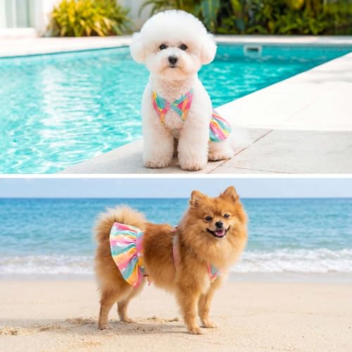 Image of CuteBone Dog Bikini Dress, Stylish Swimsuit Costume for Small Dogs, Comfortable & Adjustable Puppy Bathing Suit, Soft Outfit Pet Apparel for Beach, Pool and Summer Fun DB34M
