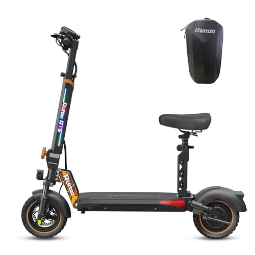 Ruitoo RT6 Electric Scooter Adults, 32 Mph Top Speed, 1000W Motor, 48V/18.2AH Battery, 35 Miles Max Range, Dual Braking & Hydraulic Suspension System Folding Scooter with Seat & LED Lights