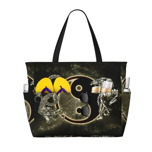Sacs à main décontractés Yin Yang tigre dragon grand sac fourre-tout de grande capacité