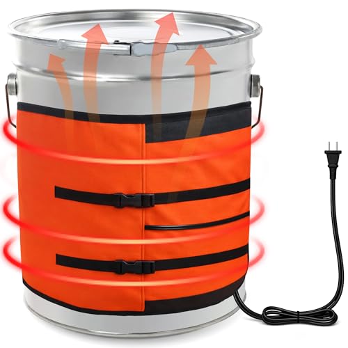 5 Gallon Drum Bucket Heater, Insulated Aluminum Film Heater w/Adjustable Straps, Electric Heating Pad for Honey, Syrup, Wax, Chicken Water Warmer, Propane Tanks, 120 V 80 W, Temperature 113℉ -131℉
